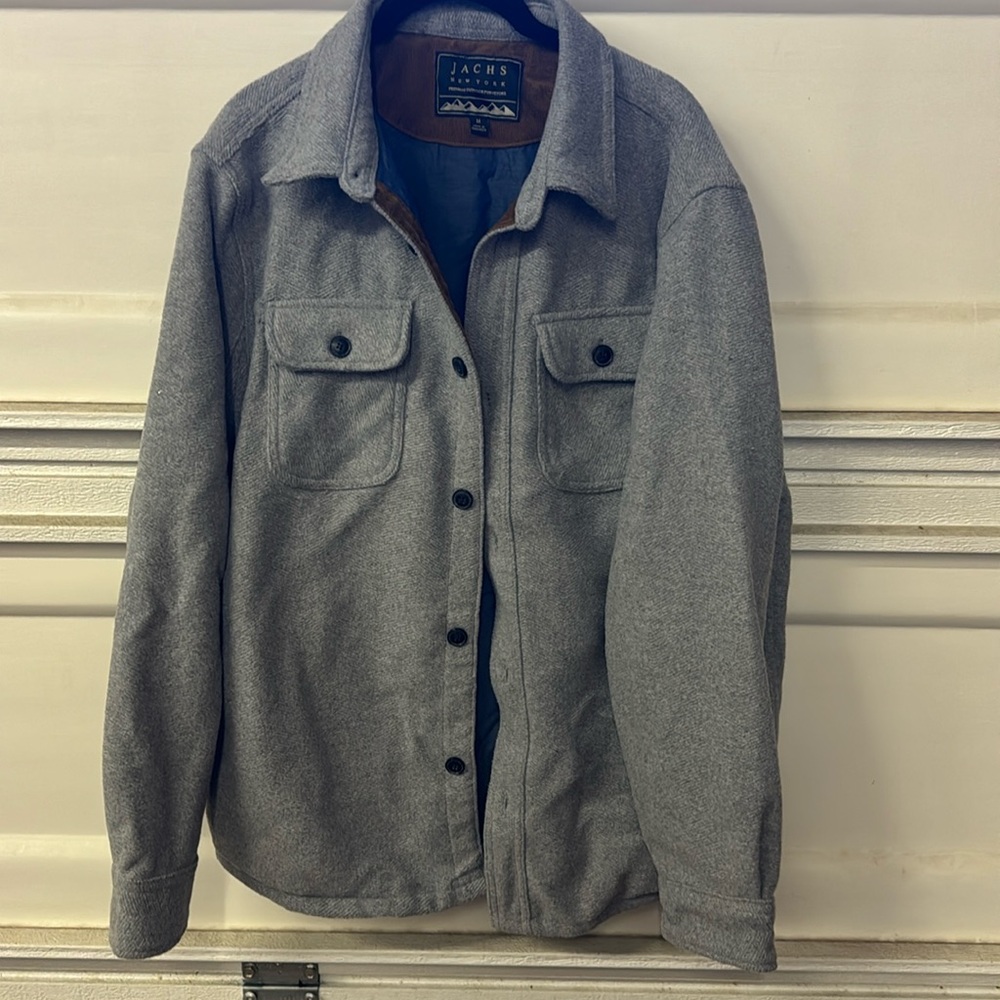 Jachs New York Men's wool blend Shirt Style Textured Fall chambray lined Jacket